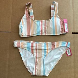 Xhilaration Striped Two Piece Bathing Suit